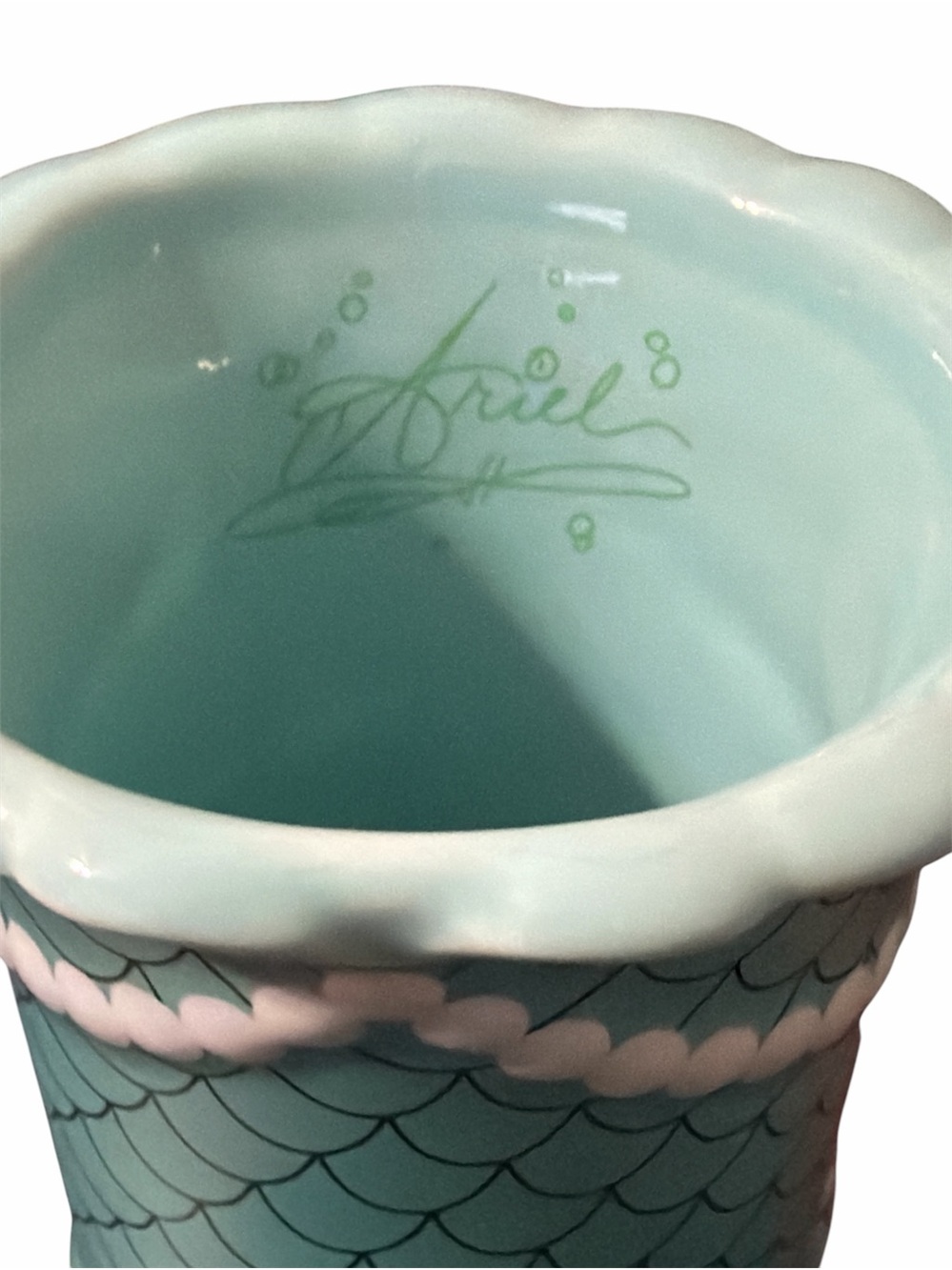 Disney Parks Ariel Mermaid Tail Handle Ceramic Mug NWOT Little Mermaid - Picture 6 of 8